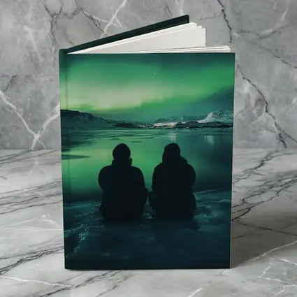 Two Silhouettes Watching Northern Lights Iceland