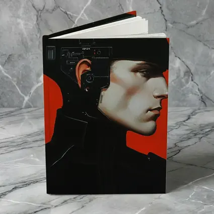 Cyberpunk Soldier Portrait Red Background Art