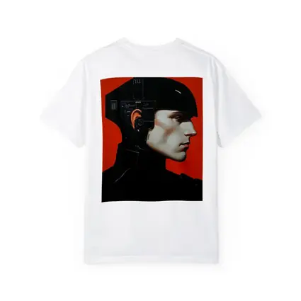 Cyberpunk Soldier Portrait Red Background Art