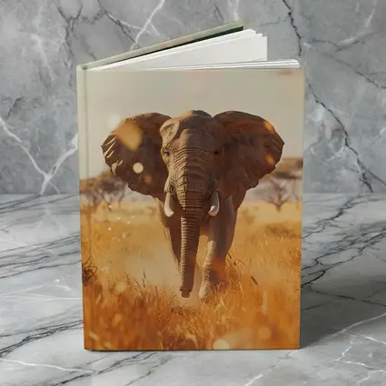 African Elephant Walking Through Golden Savanna