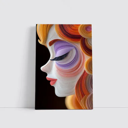 Quilling Art Woman Face Profile Dark Background