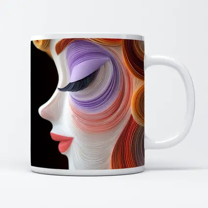 Quilling Art Woman Face Profile Dark Background