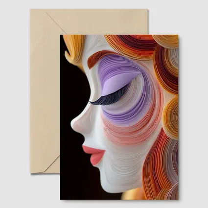 Quilling Art Woman Face Profile Dark Background