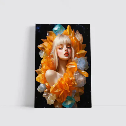 Crystal Girl Fantasy Portrait Dark Space Background