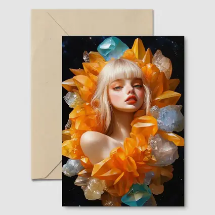 Crystal Girl Fantasy Portrait Dark Space Background