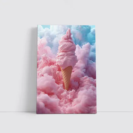 Pink Ice Cream Cone Cotton Candy Clouds