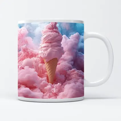 Pink Ice Cream Cone Cotton Candy Clouds