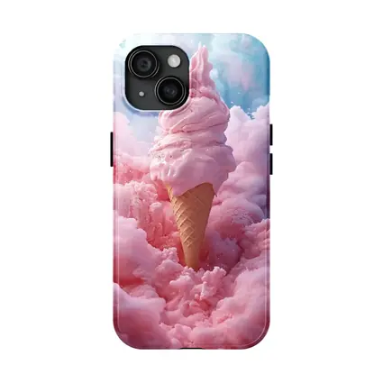 Pink Ice Cream Cone Cotton Candy Clouds
