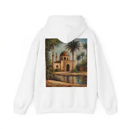 Mosque Oil Painting With Palm Trees