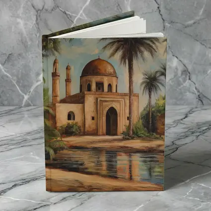 Mosque Oil Painting With Palm Trees