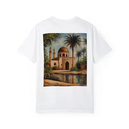 Mosque Oil Painting With Palm Trees