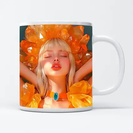Crystal Crown Woman Orange Fantasy Art