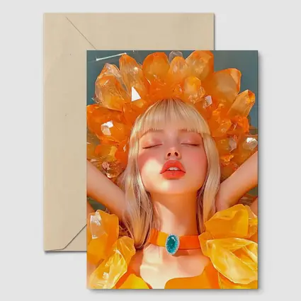Crystal Crown Woman Orange Fantasy Art