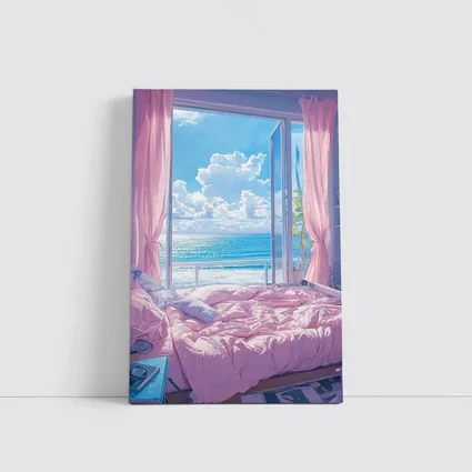 Anime Bedroom Ocean View Pink Aesthetic