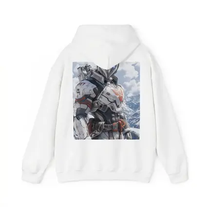 Futuristic Armored Warrior Snowy Mountain Background