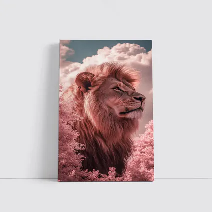 Pink Lion Portrait Dreamy Cloud Sky