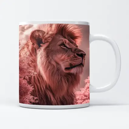 Pink Lion Portrait Dreamy Cloud Sky