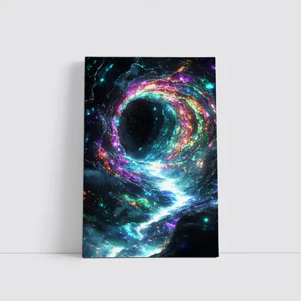 Neon Cosmic Portal Swirling Galaxy Space