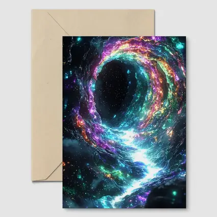 Neon Cosmic Portal Swirling Galaxy Space