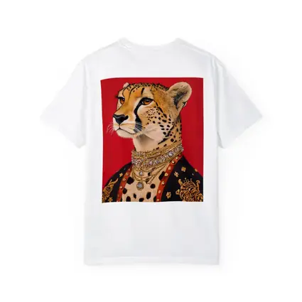 Royal Cheetah Portrait Red Background Fashion Art