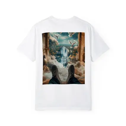 Surreal Waterfall View Doves Clouds Fantasy