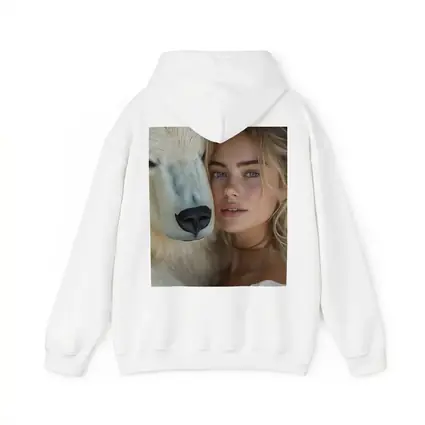 Young Woman With White Polar Bear Portrait