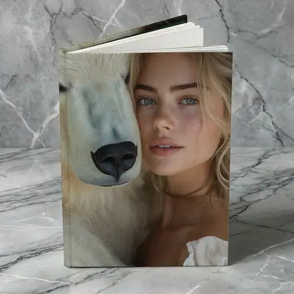 Young Woman With White Polar Bear Portrait