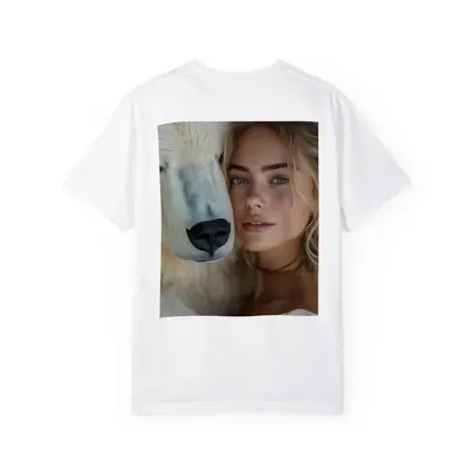 Young Woman With White Polar Bear Portrait