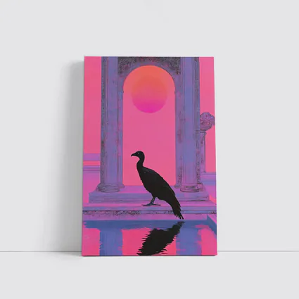 Black Vulture Silhouette Pink Neon Arch