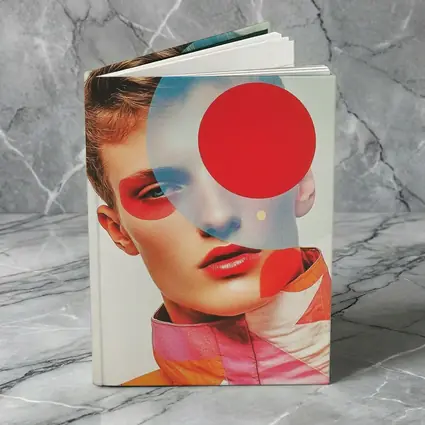 Fashion Portrait Collage Art Red Geometric