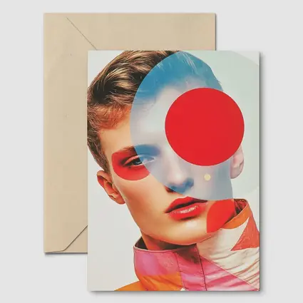 Fashion Portrait Collage Art Red Geometric