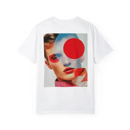 Fashion Portrait Collage Art Red Geometric