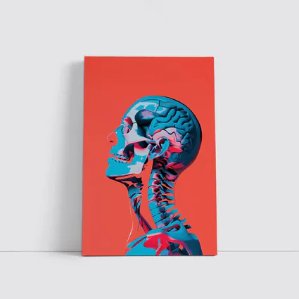 Human Skull Brain Anatomy Red Background