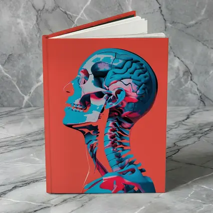 Human Skull Brain Anatomy Red Background