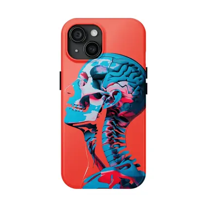 Human Skull Brain Anatomy Red Background