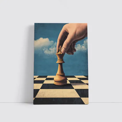 Hand Moving King Chess Piece Blue Sky