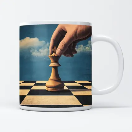Hand Moving King Chess Piece Blue Sky