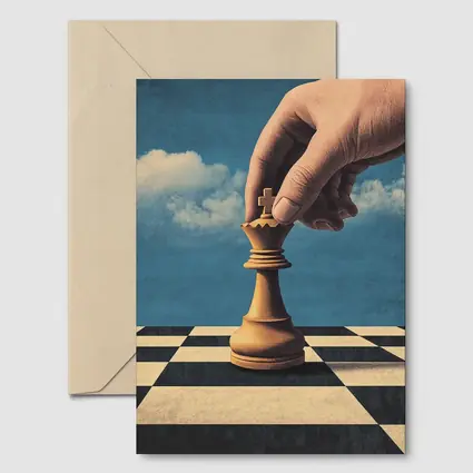 Hand Moving King Chess Piece Blue Sky