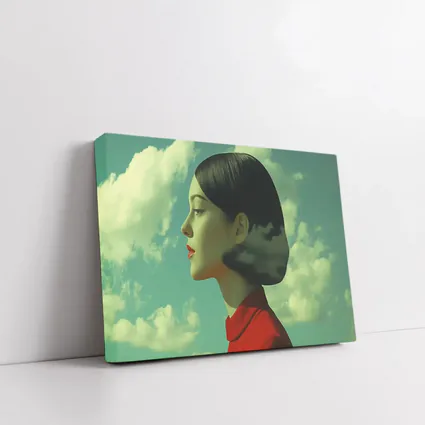 Woman Profile Surreal Sky Clouds Art
