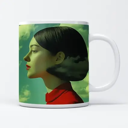 Woman Profile Surreal Sky Clouds Art