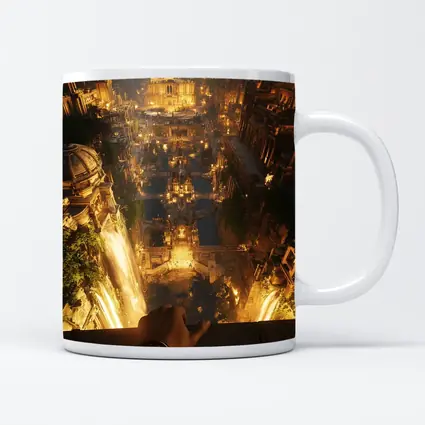 Ancient Golden City Fantasy Aerial View