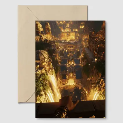 Ancient Golden City Fantasy Aerial View