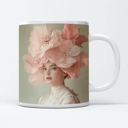 Woman With Pink Floral Headdress Soft Background