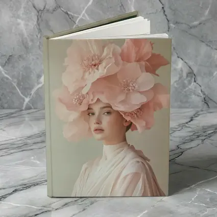Woman With Pink Floral Headdress Soft Background