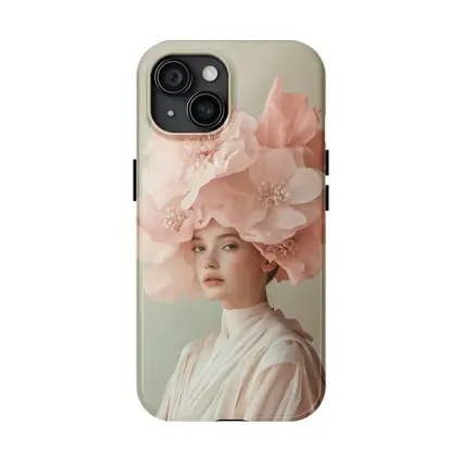 Woman With Pink Floral Headdress Soft Background
