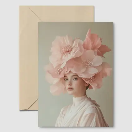 Woman With Pink Floral Headdress Soft Background