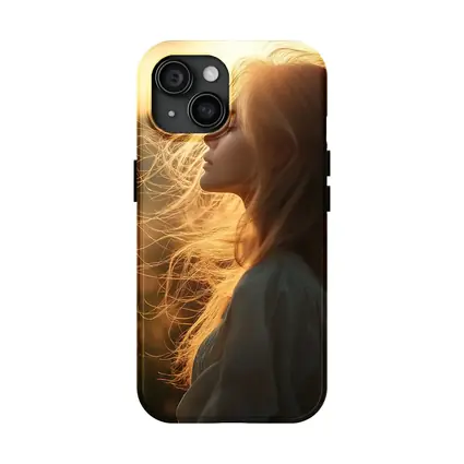 Red Hair Woman Golden Sunset Field