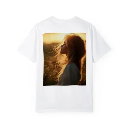 Red Hair Woman Golden Sunset Field