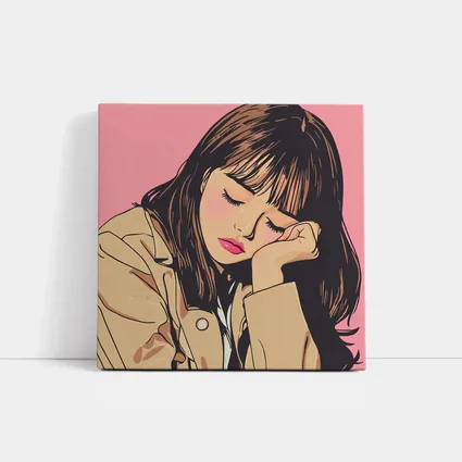 Dreamy Anime Girl Pink Pop Art