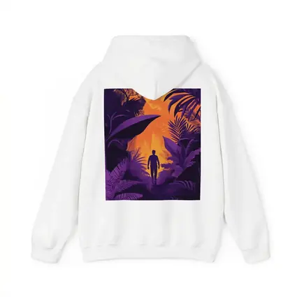 Man Silhouette Walking Through Purple Jungle